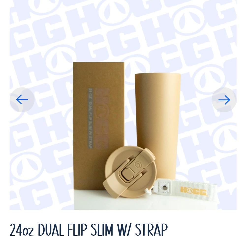 24oz Dual Flip Slim Tumbler with Strap - Tan